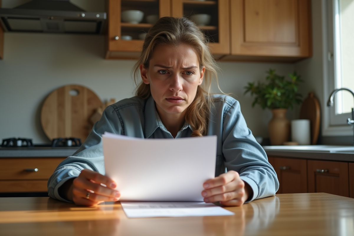 Parent préoccupé examinant un avis d